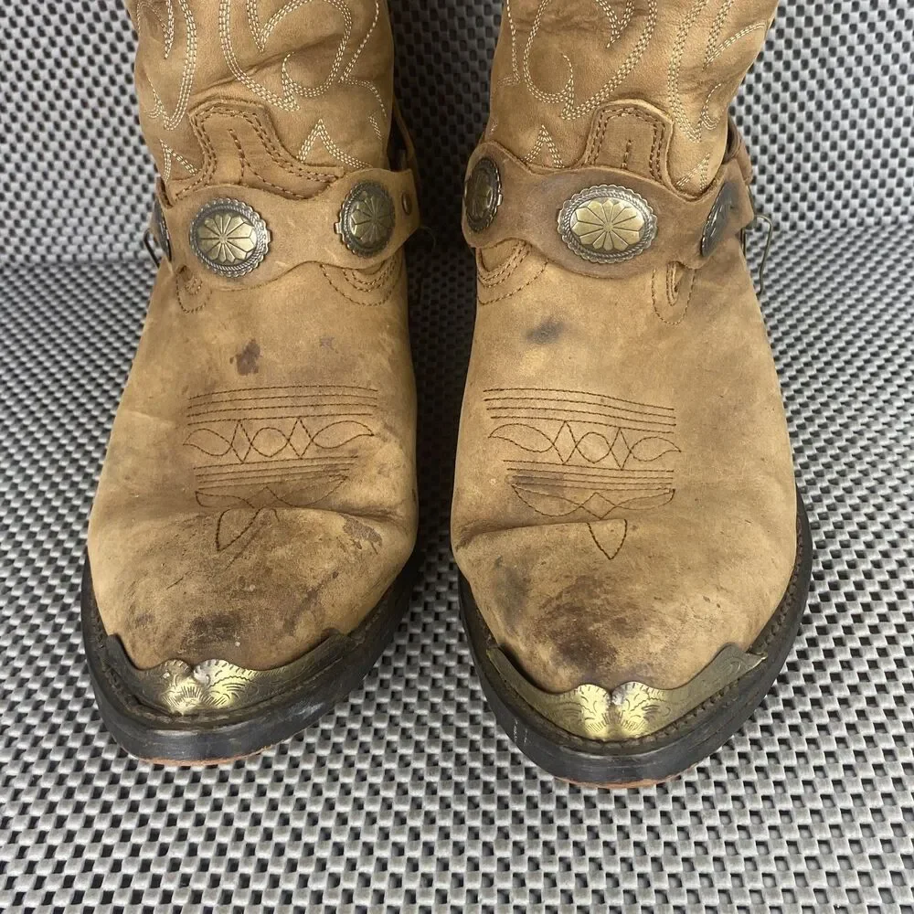Vintage Masterson Boot co Cowboy Boots Mens 8.5 EW Brown Leather Western RB918